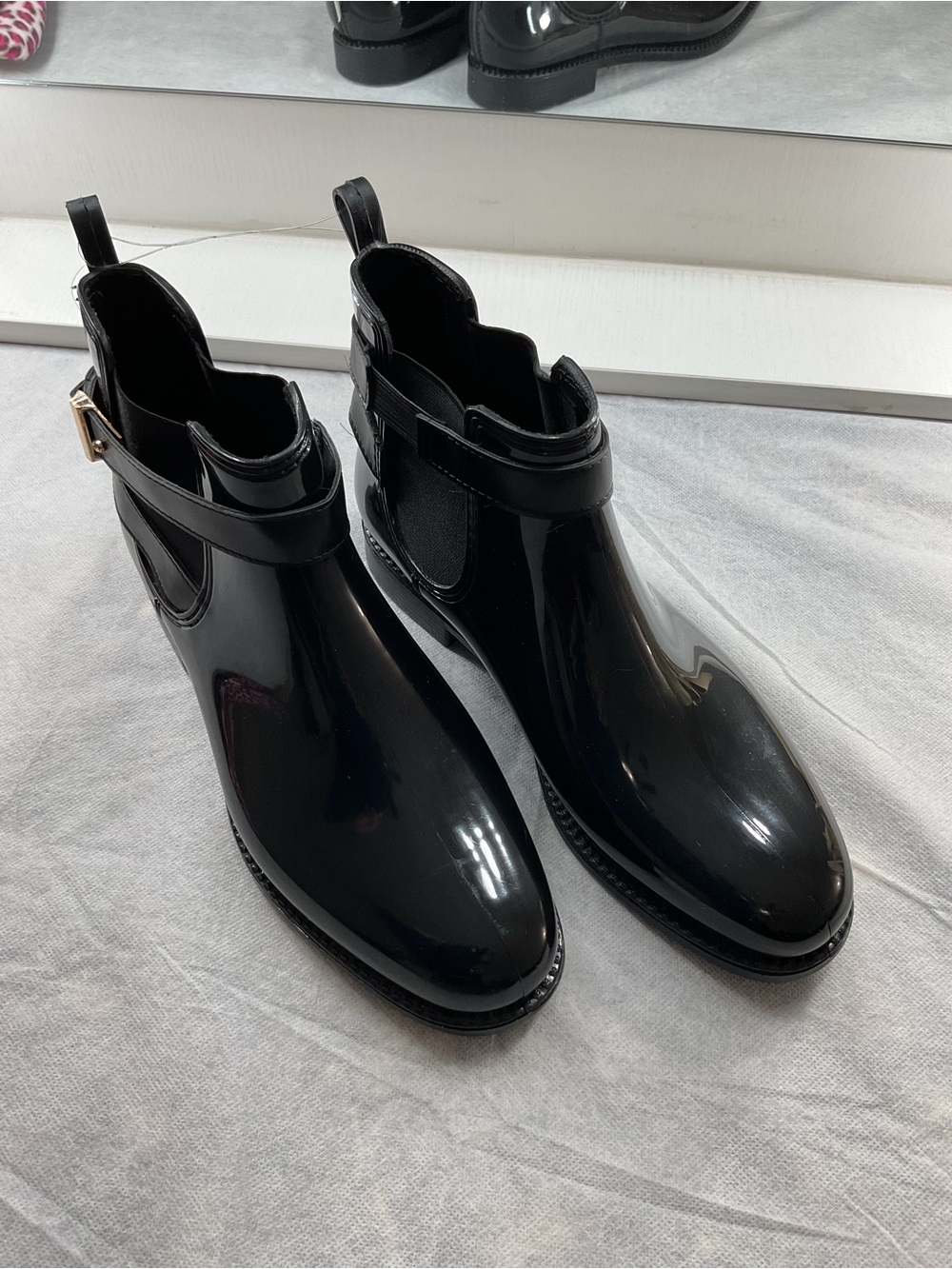 Henry Ferrera Couture Black Gloss Chelsea Designer Fashion Stylish Rain Boots